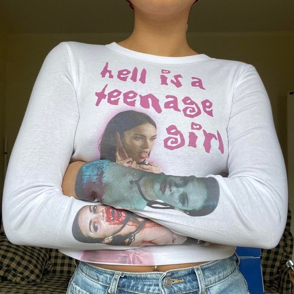 The Fortune Family Tops - Jennifer’s Body Megan Fox “Hell is a Teenage Girl” long sick printed sleeves